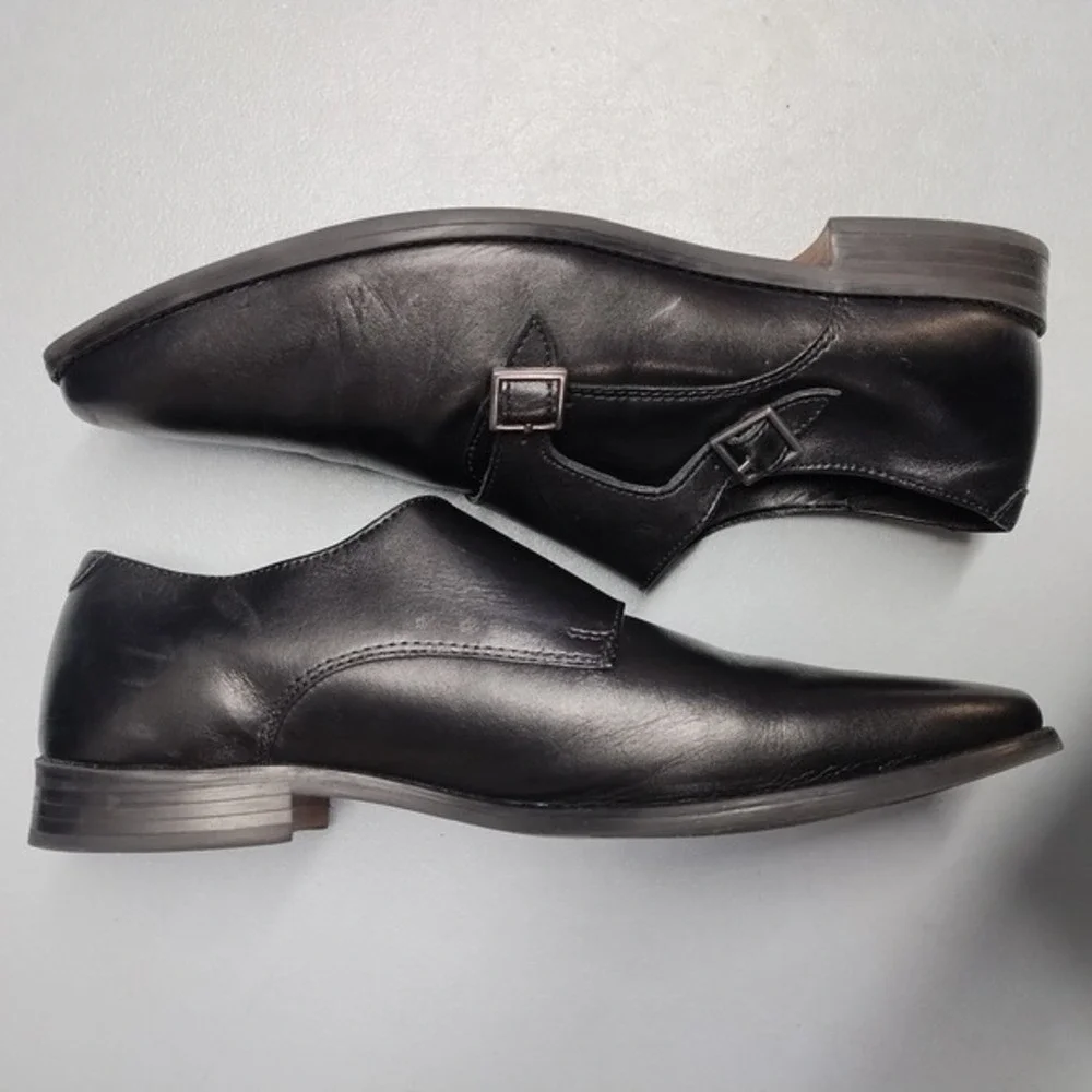 RedTape Oxford Dress‎ Shoes Mens US 9 Black Leather Twin Monk Strap Cuban Heel